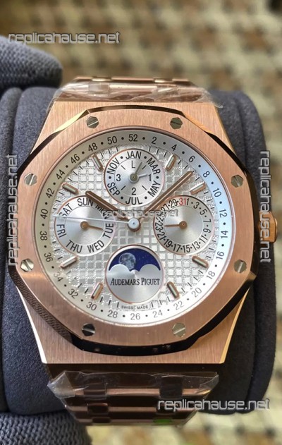 Audemars Piguet Royal Oak Perpetual Calendar Swiss Replica 904L Steel in Rose Gold Casing