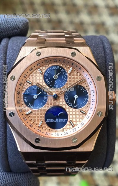 Audemars Piguet Royal Oak Perpetual Calendar Swiss Replica 904L Steel in Rose Gold Casing