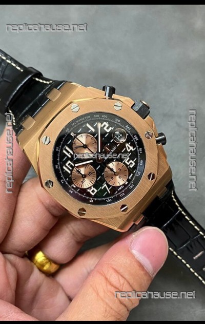 Audemars Piguet Royal Oak Offshore Black Dial Chronograph 1:1 Mirror Replica Watch - 904L Steel