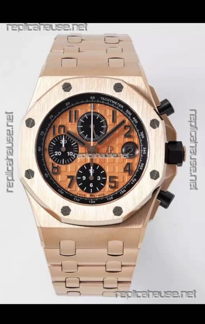 Audemars Piguet Royal Oak Offshore Champange Dial Chronograph 1:1 Mirror Replica Watch - Rose Gold 