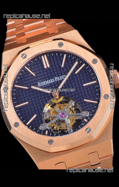 Audemars Piguet Royal Oak Tourbillon 41mm Blue Dial in 904L Steel Rose Gold Casing