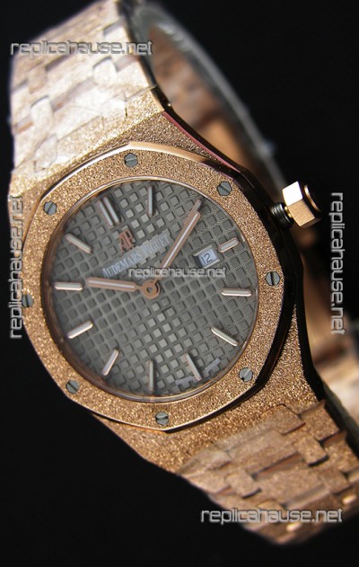 Audemars Piguet Royal Oak Frosted Rose Gold QUARTZ Watch Grey Dial 33MM - 1:1 Mirror Replica 