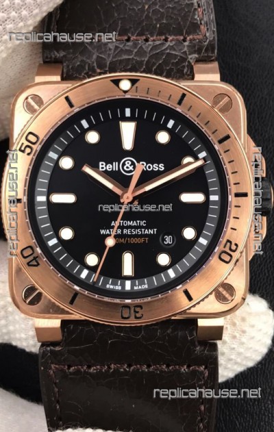 Bell & Ross BR03-92 Diver Rose Gold Black Dial Swiss Replica Watch 1:1 Mirror Replica