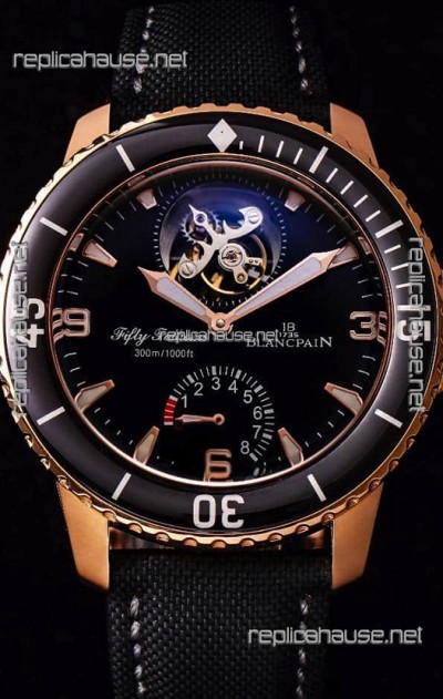 Blancpain Fifty Fathoms Tourbillon 8 Jours 1:1 Mirror Swiss Replica Watch in Rose Gold Casing