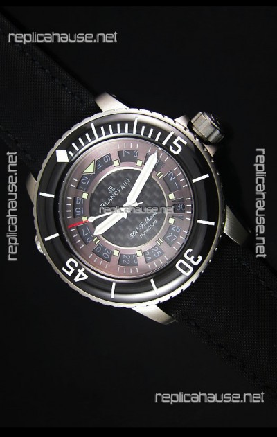 Blancpain 500 Fathoms Swiss Replica Watch in Grey Carbon Dial - 1:1 Mirror Edition