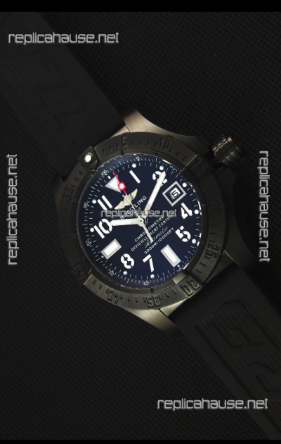 Breitling Avenger Blacksteel DLC Coated Swiss Replica Watch in Black Dial