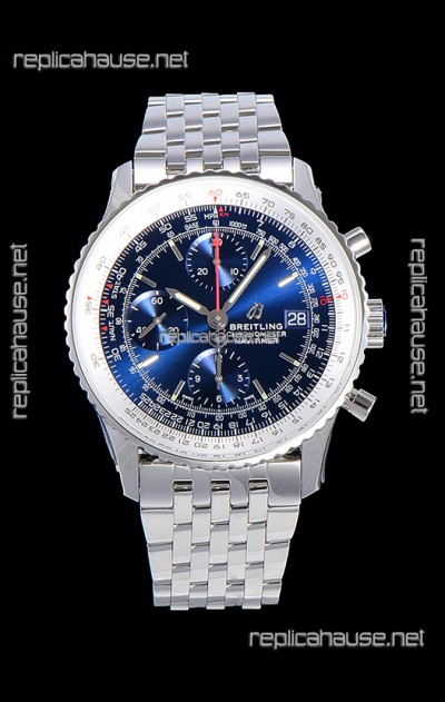 Breitling Navitimer 1 Chronograph 41MM Swiss Watch Blue Dial in 904L Steel - Steel Strap