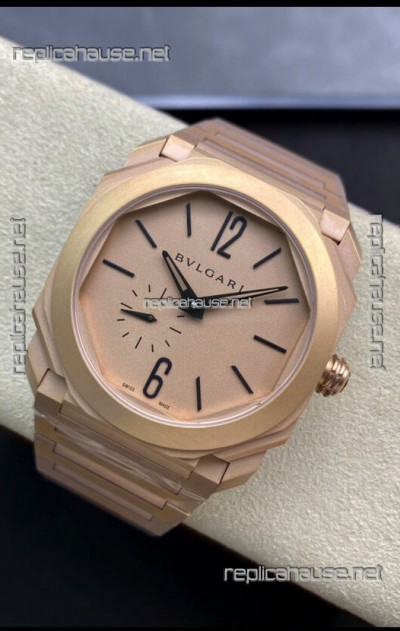 Bvlgari Octo Finissmo Edition 1:1 Mirror Replica Sandblasted Rose Gold Casing