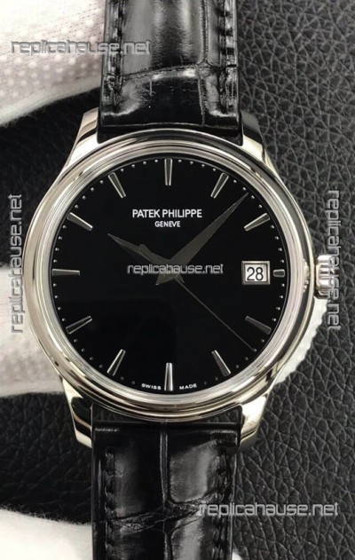 Patek Philippe Calatrava 5227G-001 Black Dial 1:1 Mirror Swiss Replica Steel Casing