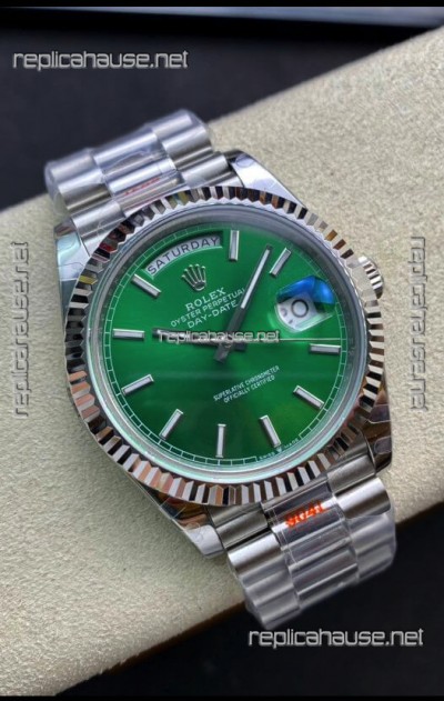 Rolex Day Date 904L Stainless Steel Watch 40MM - Green Dial 1:1 Mirror Quality