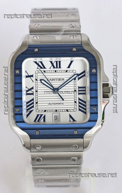 Santos De Cartier 1:1 Blue DLC Bezel Swiss Replica Watch 40MM