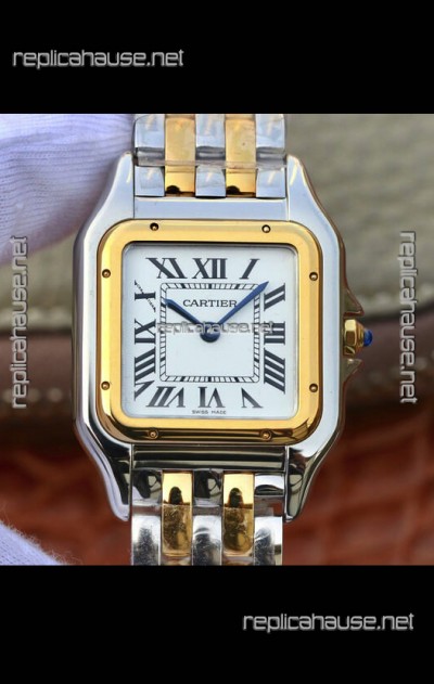 Cartier PANTHERE Edition 1:1 Mirror Swiss Watch 2 Tone Yellow Gold White Dial 