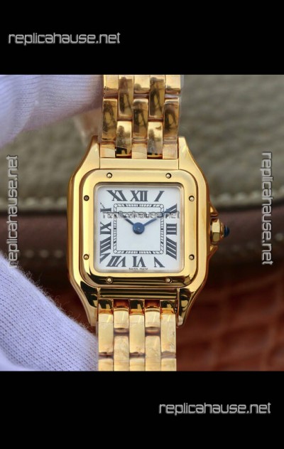 Cartier PANTHERE Edition 1:1 Mirror Swiss Watch Yellow Gold White Dial