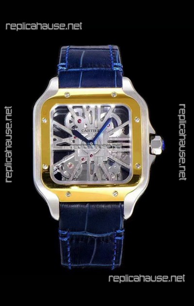 Cartier Santos DUMONT Skeleton Watch in Two Tone Bezel Swiss Replica Watch