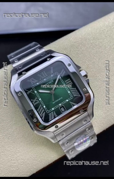 Cartier Santos De Cartier 904L Steel Green Dial 1:1 Mirror Replica - 40MM Stainless Steel Watch