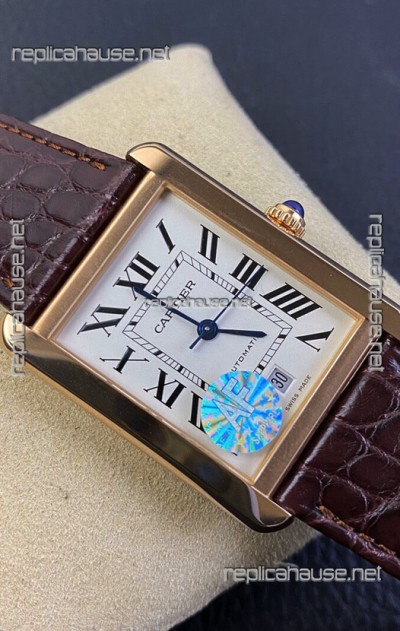 Cartier Tank Solo Swiss Automatic Watch in Rose Gold Plating  Casing - 31MM Wide  1:1 Mirror Replica
