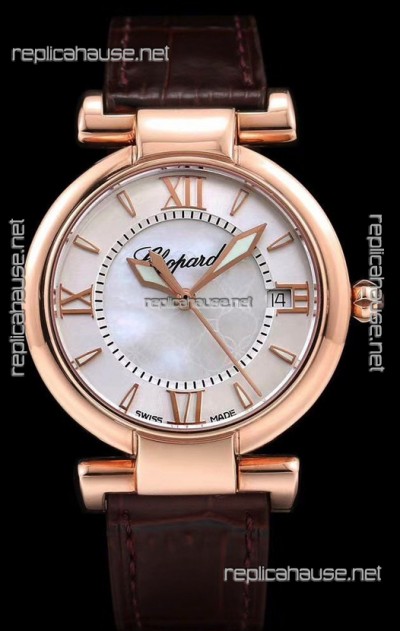 Chopard Imperiale White Dial Swiss Automatic Replica Watch in Rose Gold Case 904L Steel 
