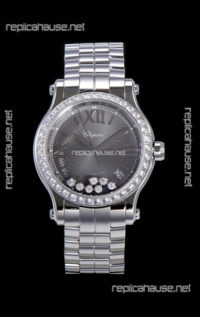 Chopard Happy Sport 1:1 Mirror Swiss Automatic Replica Watch 36MM in 904L Steel Casing Grey Dial