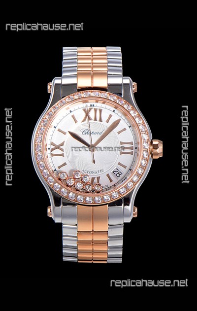 Chopard Happy Sport 1:1 Mirror Swiss Automatic Replica Watch 36MM Two Tone Rose Gold Casing