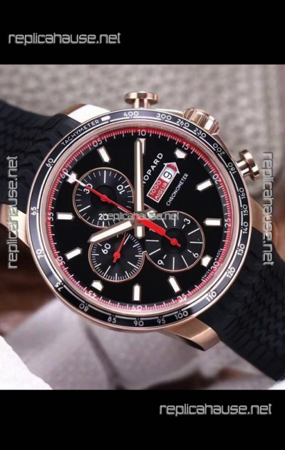 Chopard Classic Racing Chronograph 1:1 Mirror Replica Watch in Rose Gold Casing - Black Dial 