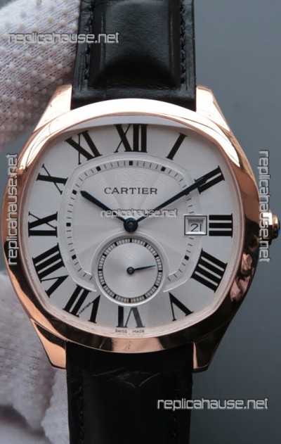 Drive De Cartier 1:1 Mirror Replica Watch in Rose Gold Plating - White Dial 