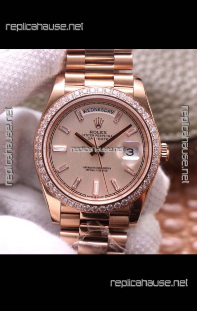 Rolex Day Date Presidential 904L Steel Rose Gold 40MM - Gold Dial 1:1 Mirror Quality Watch