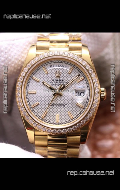 Rolex Day Date Presidential 904L Steel Yellow Gold 40MM - White Steel Dial 1:1 Mirror Quality Watch