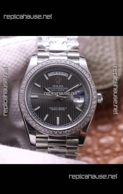 Rolex Day Date Presidential 904L Steel 40MM - Dark Grey Dial 1:1 Mirror Quality Watch