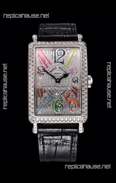 Franck Muller Long Island Color Dreams Ladies Swiss Watch in Black Strap