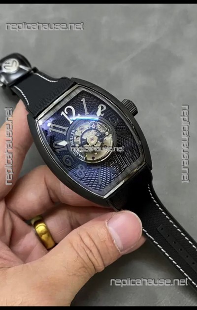 Franck Muller Curvex Grand Central Tourbillon Black Carbon Casing Watch in 1:1 Mirror Replica Watch 