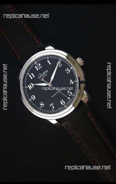 Glashuette Senator Excellence Black Dial Steel Case Swiss Replica Watch
