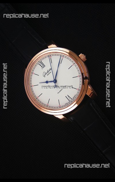 Glashuette Senator Excellence Cream Dial Rose Gold Case Swiss Watch