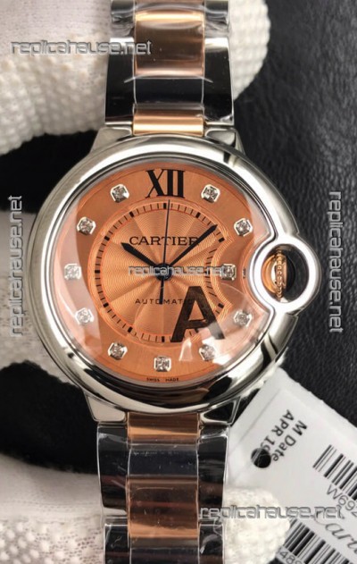 Ballon De Cartier Swiss Quartz 1:1 Mirror Quality 28MM in Two Tone Rose Gold Strap
