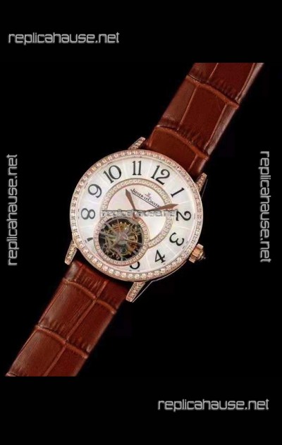 Jaeger LeCoultre RENDEZ-VOUZ Tourbillon 1:1 Mirror Quality Swiss Replica Watch in Rose Gold Casing