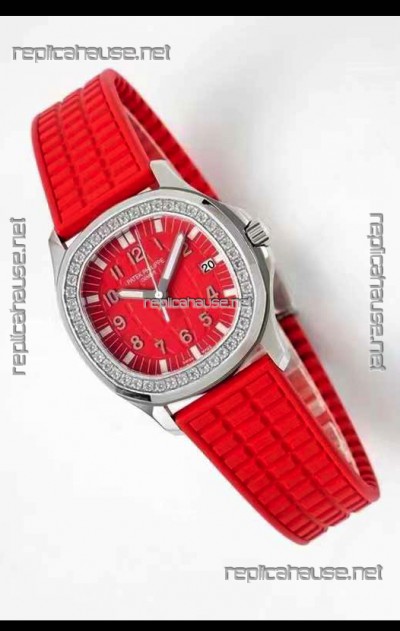Patek Philippe Aquanaut LUCE 5072A-001 Quartz Swiss Replica Watch in Red Dial - 35MM