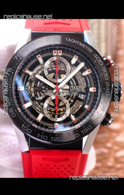 Tag Heuer Carrera Heuer 01 Swiss Replica Watch in Red Strap 45MM 