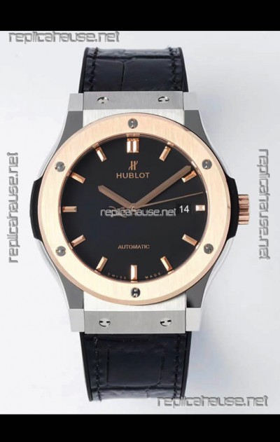 Hublot Classic Fusion Two Tone Black Dial 42MM Swiss Replica Watch 1:1 Mirror Quality