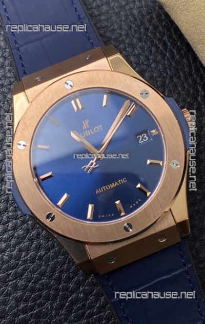Hublot Classic Fusion 1:1 Mirror Replica Swiss Watch in 904L Steel Casing Blue Dial 42MM