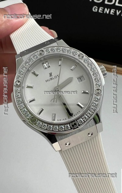 Hublot Classic Fusion Stainless Steel 33MM White Dial Swiss Quartz Movement Watch 1:1 Mirror Quality