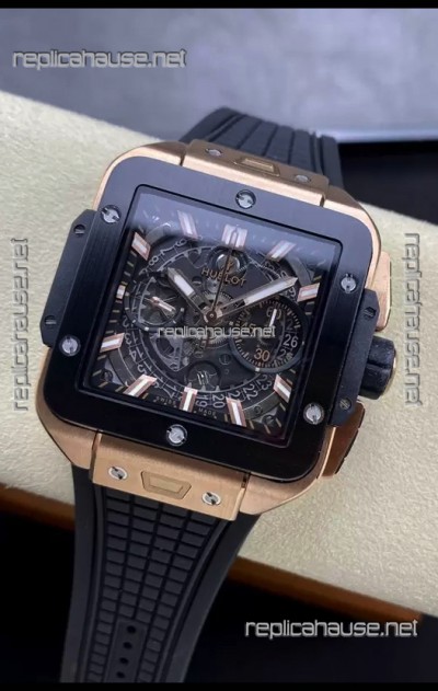 Hublot Square Bang Unico Rose Gold Titanium Chronograph Watch 1:1 Mirror Replica