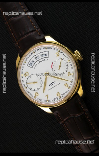 IWC Portugieser Annual Calender White Dial Yellow Gold IW503502 1:1 Mirror Replica 