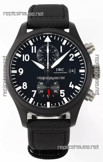 IWC Pilot's Chronograph Top Gun Ceramic IW389001 1:1 Mirror Replica in Black Dial