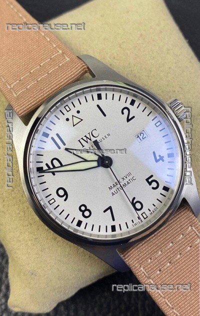 IWC Pilot Mark XVIII IW327002 1:1 Mirror Swiss Replica Watch in White Dial 