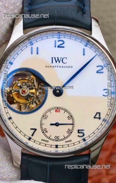 IWC Portuguese Genuine Swiss Tourbillon Movement Watch in White Dial