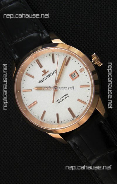 Jaeger LeCoultre Geophysic True Second Pink Gold Swiss Replica Watch White Dial 