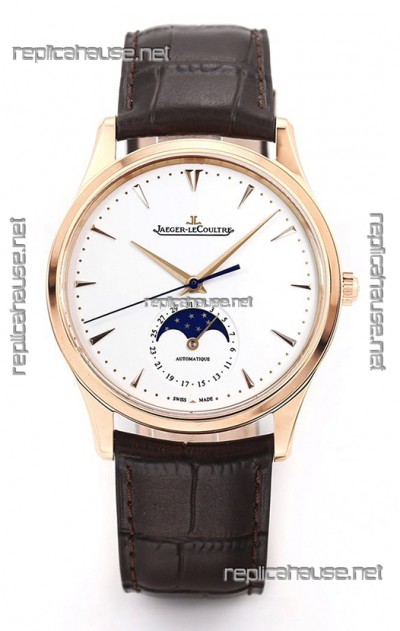 Jaeger LeCoultre Master Ultra Thin Moon Pink Gold 1:1 Mirror Replica Watch