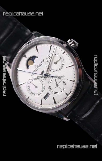 Jaeger LeCoultre Master Ultra Thin Perpetual Swiss Replica Watch in White Dial 