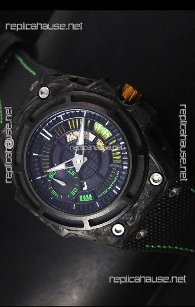 Linde Werdelin Spidolite II Swiss Replica Watch in Green Forged Carbon Case