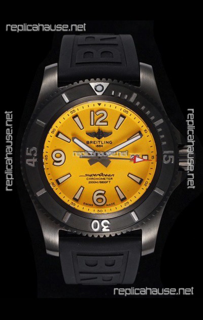 Breitling Superocean Automatic 46 Black Steel - Yellow Dial in DLC Coated Casing 