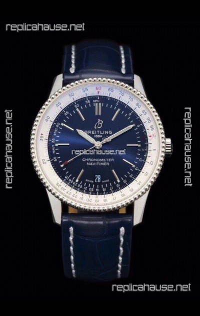 Breitling Navitimer 1 Automatic Swiss Replica Watch in Blue Dial - Leather Strap